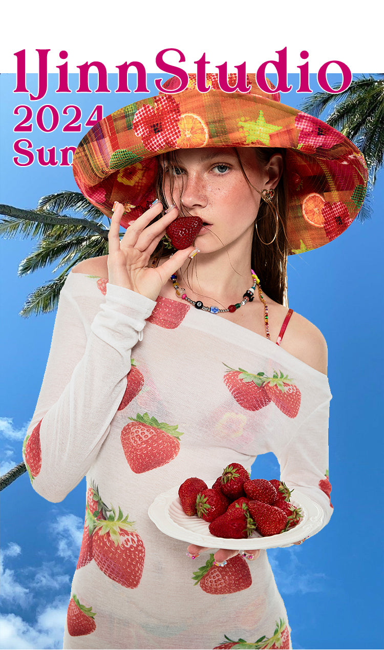 1Jinn Strawberry Sheer T-Shirt - chiclara