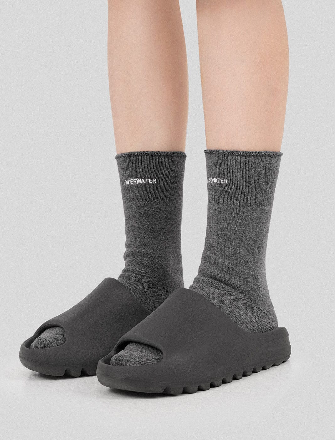 Grey Underwater Embroidered Logo Socks