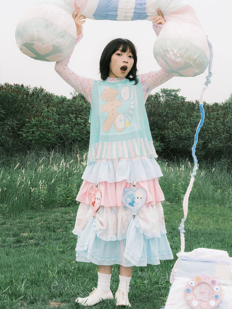 Pastel Print Tiered Ruffle Skirt