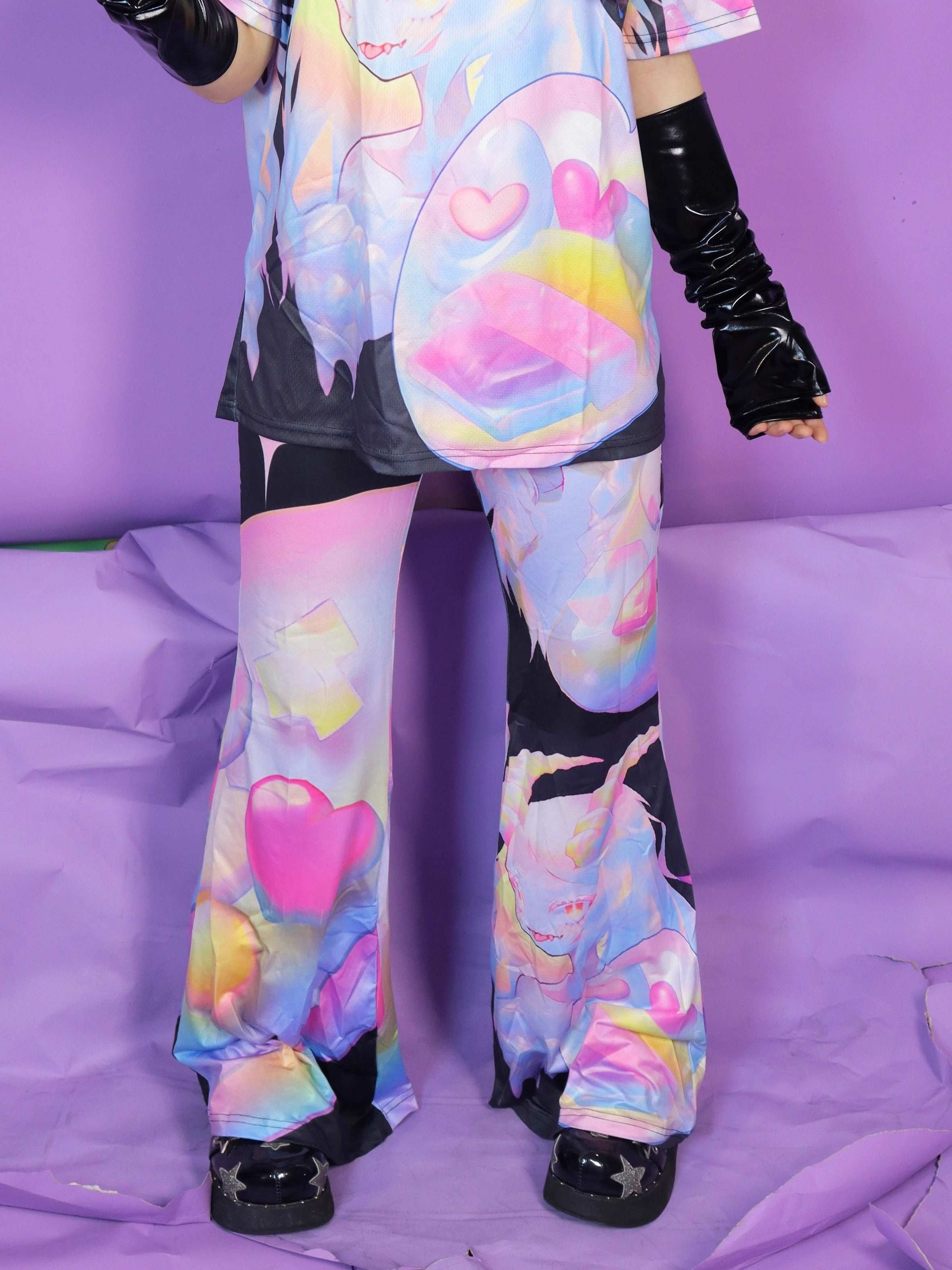 Pastel Galaxy Print Wide Leg Pants