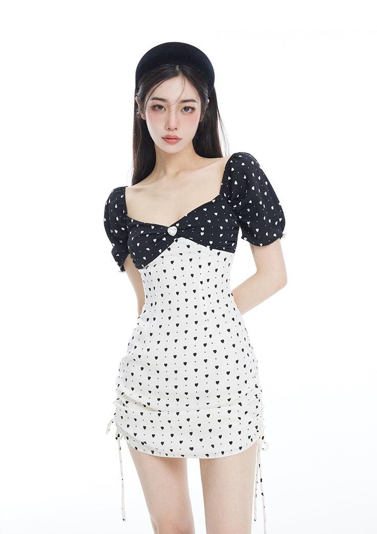 Black & White Polka Dot Black & White Heart Dress