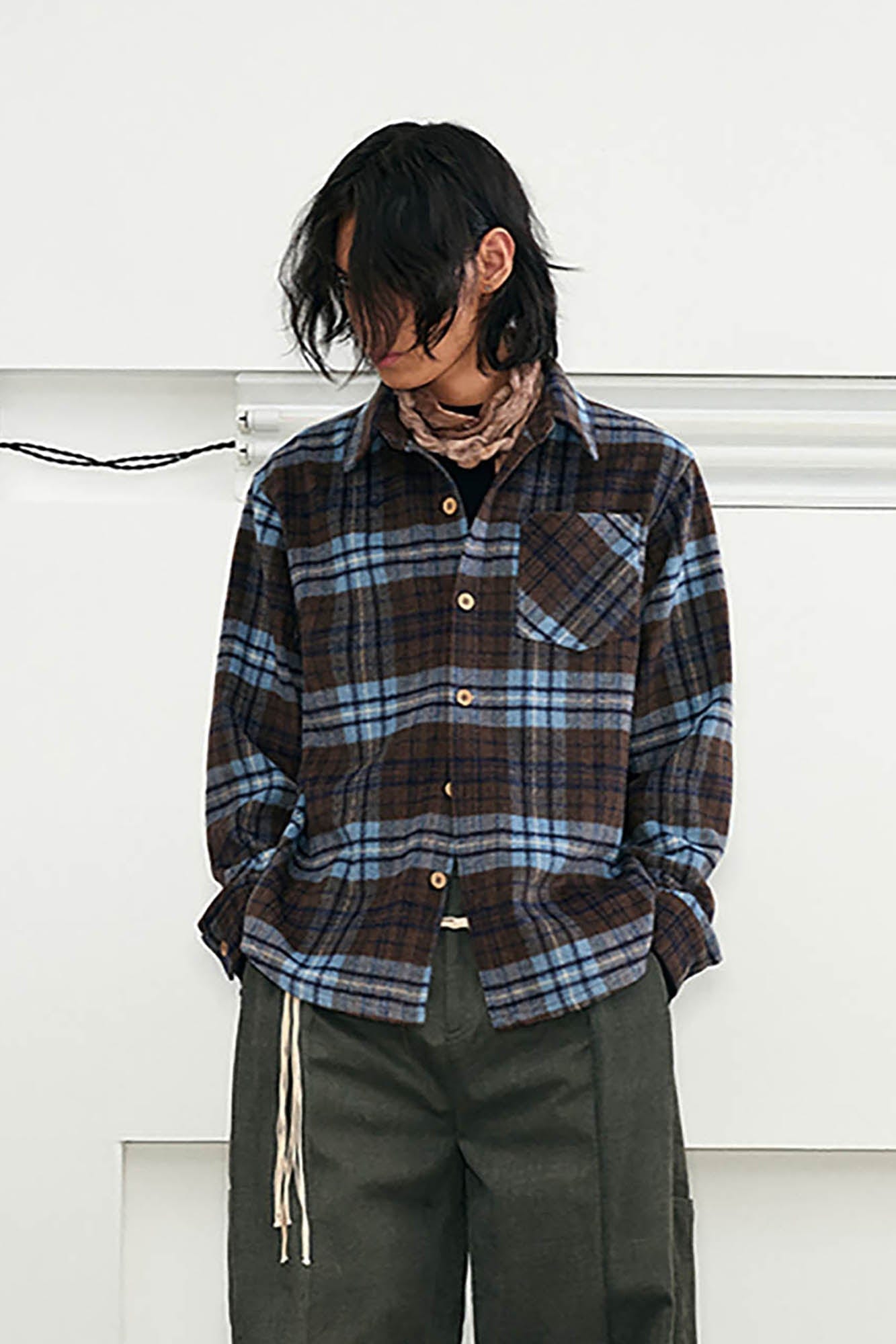 Retro Plaid Pocket Flannel Shirt