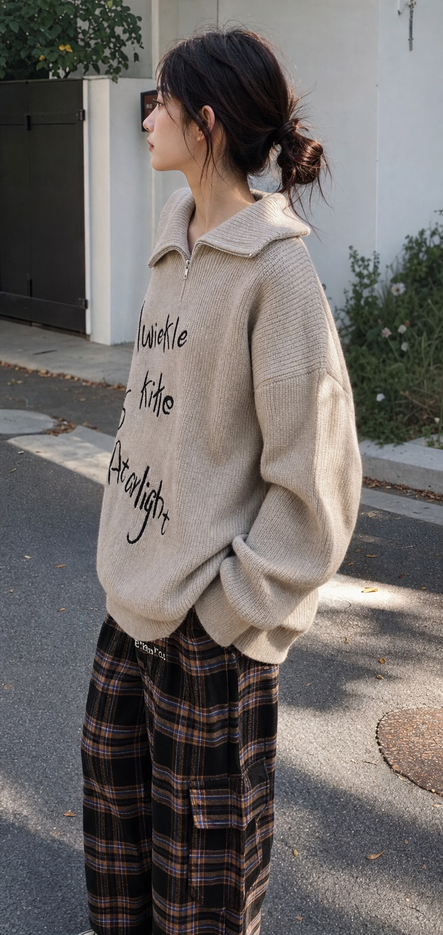 Retro turndown collar half-zip sweater showcase 4