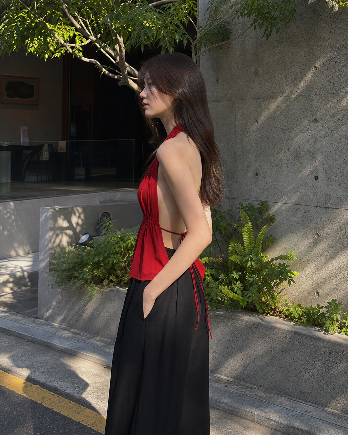Halter Neck Keyhole Peplum Top showcase 4