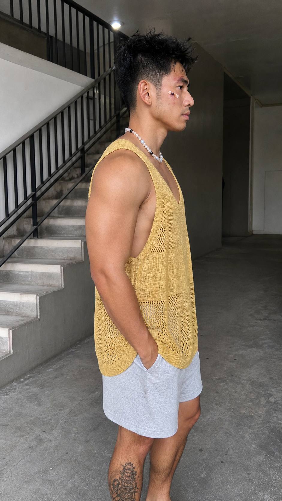 Honey Mustard Open-Knit Mesh Tank Top UGC showcase 4