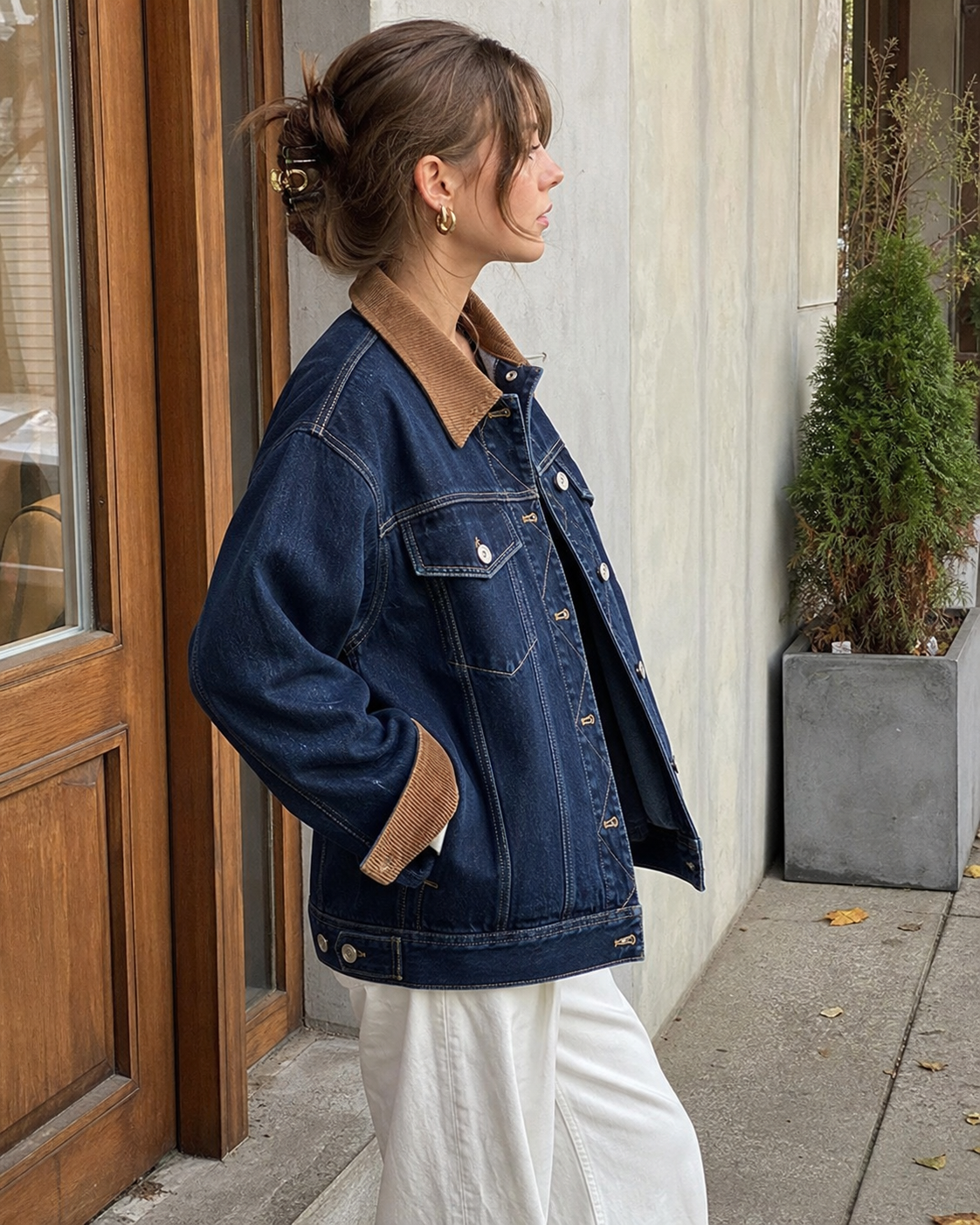 Autumn Denim Jacket, Loose Slimming Design With Patchwork showcase 4