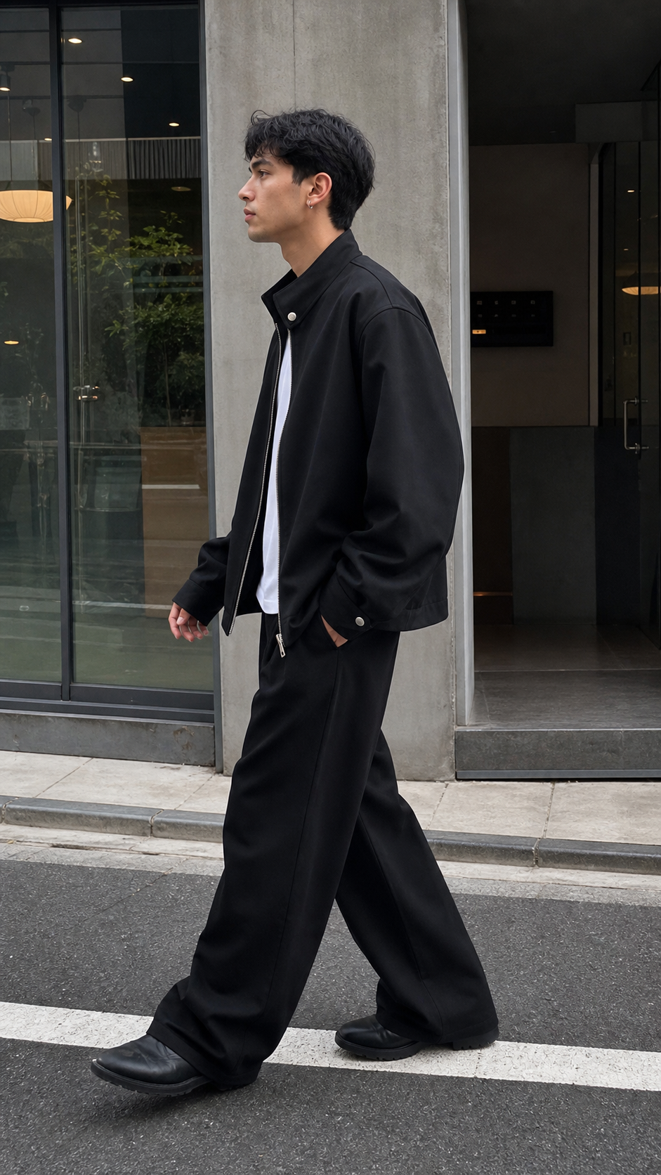 Obsidian Minimal Stand‑Collar Zip Jacket showcase 4