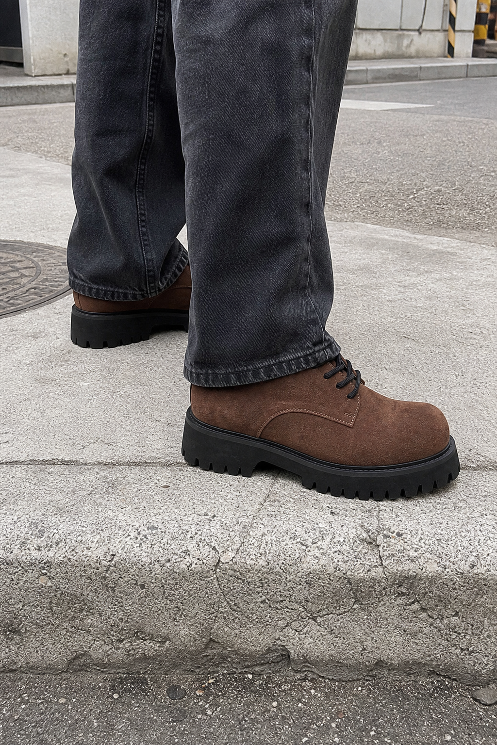 Brown Suede Platform Derby Shoes showcase 4