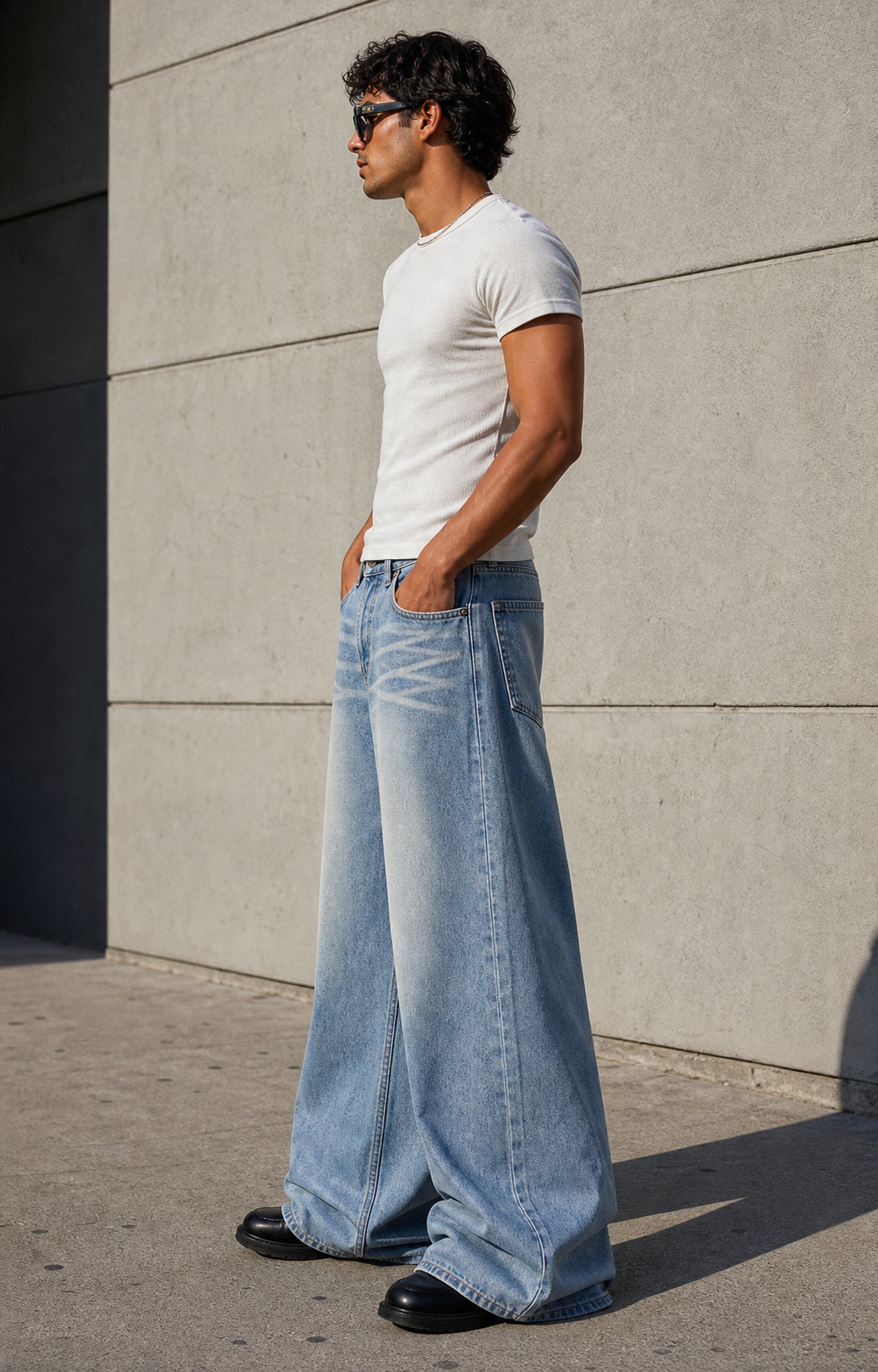 Oversized Vintage Wash Wide-Leg Jeans showcase 4