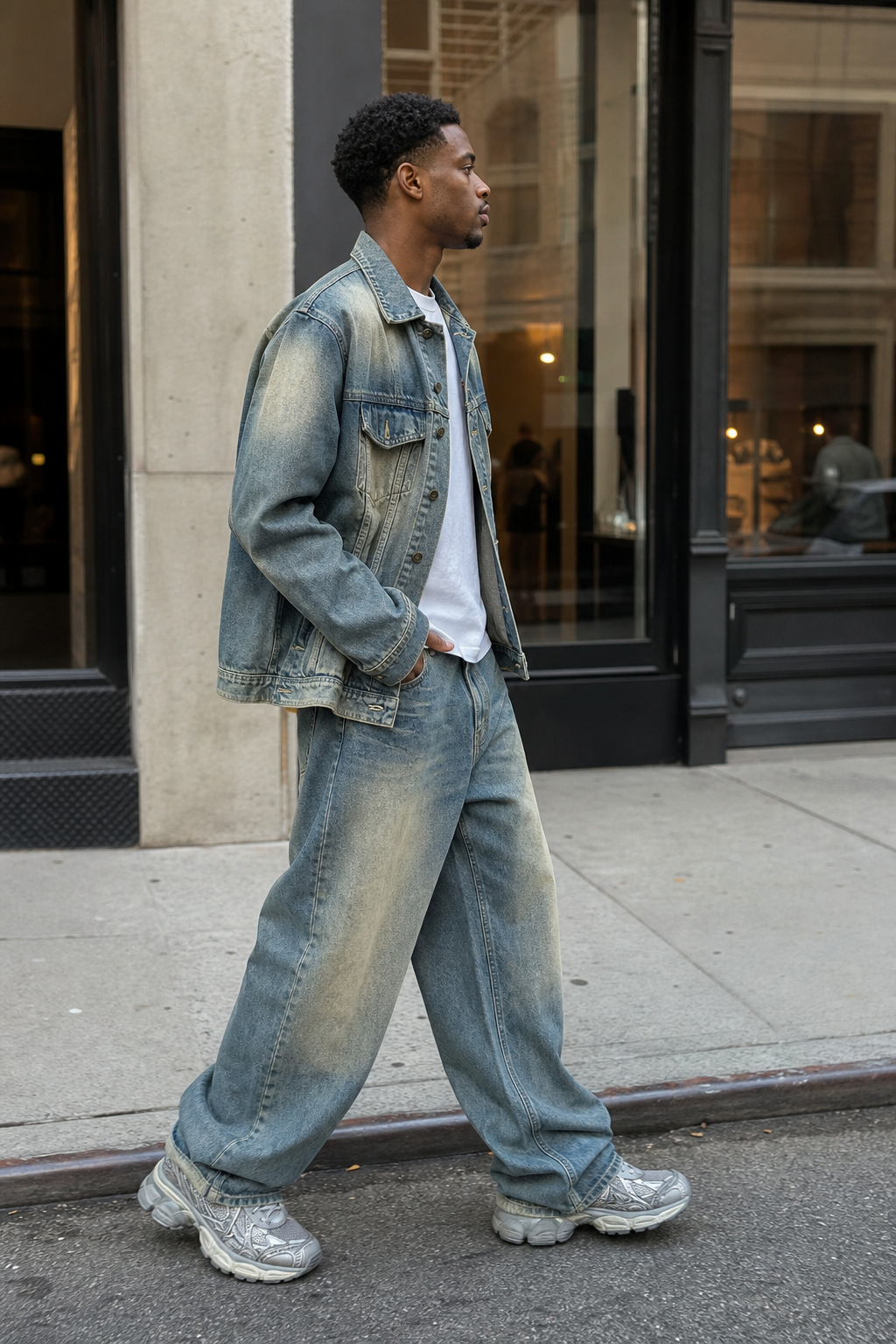 Distressed Vintage Wash Denim Set showcase 4