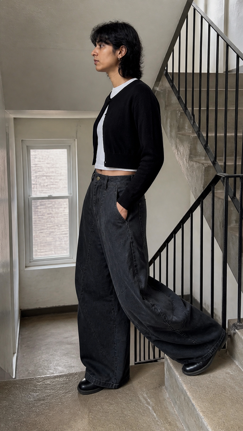 Wide Leg Pleated Dark Denim Pants UGC showcase 4
