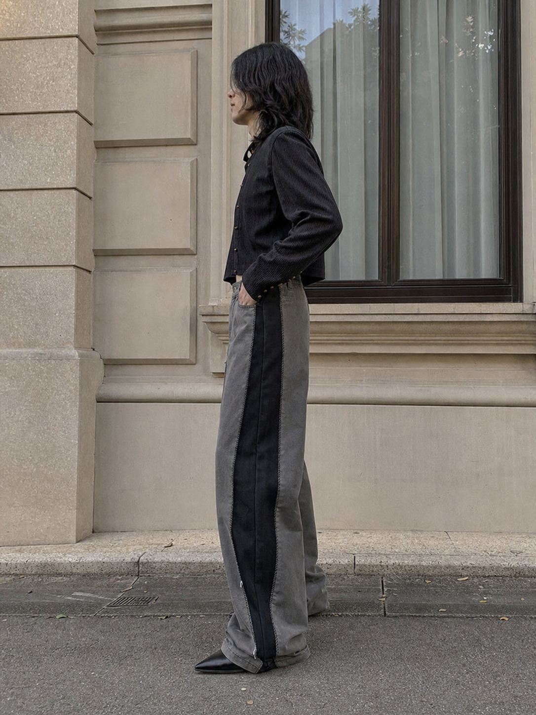 Artisan Stitch Detail Wide-Leg Pants showcase 4