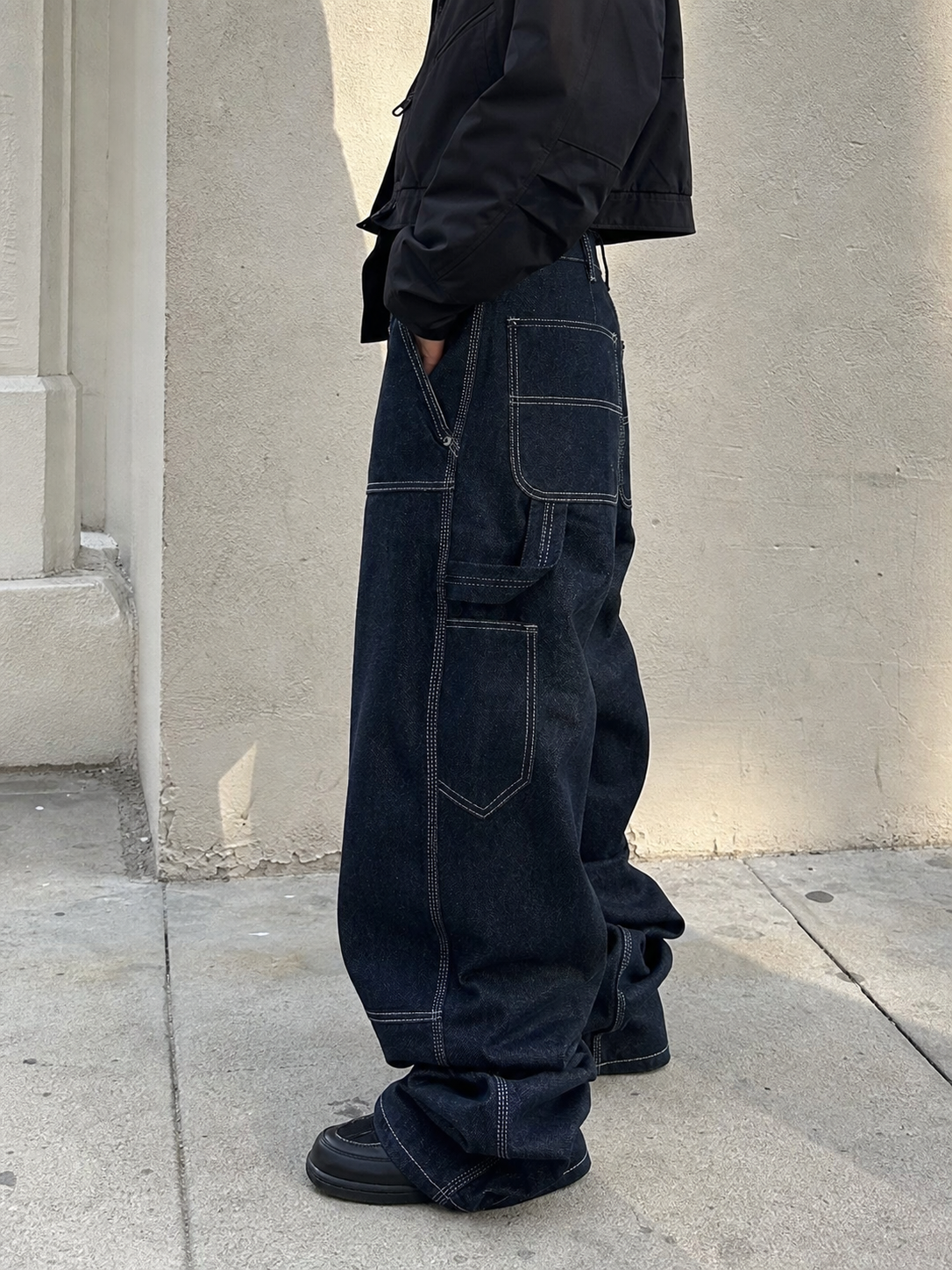 Dark Wash Wide Leg Carpenter Jeans showcase 4