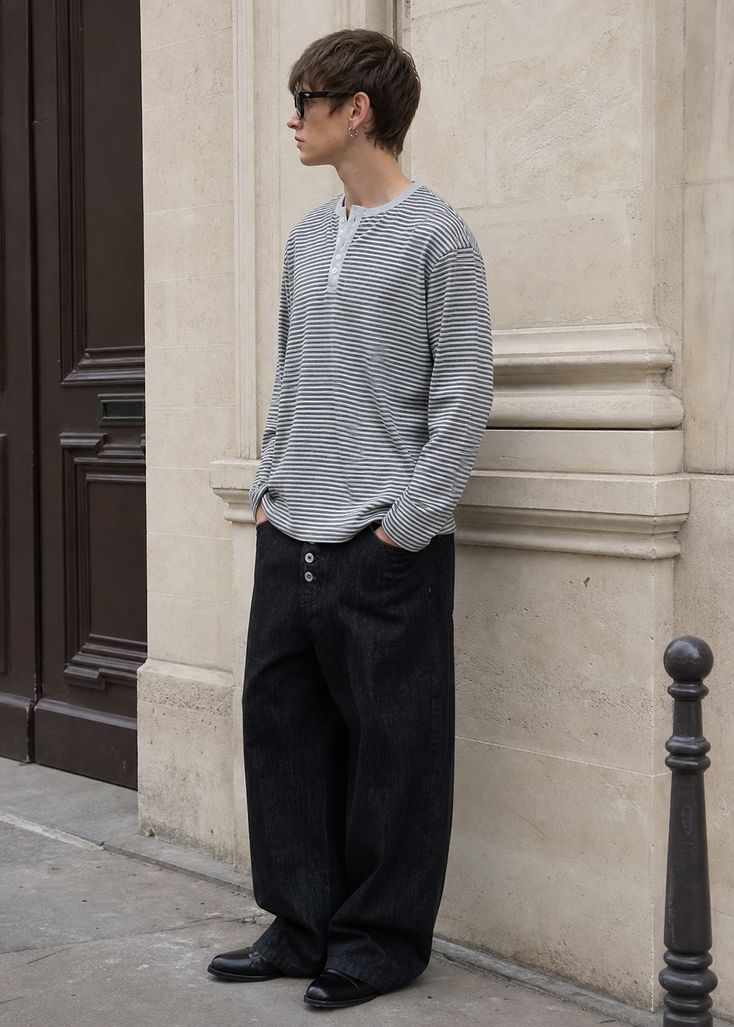 Stripe Henley Lounge Tee showcase 4