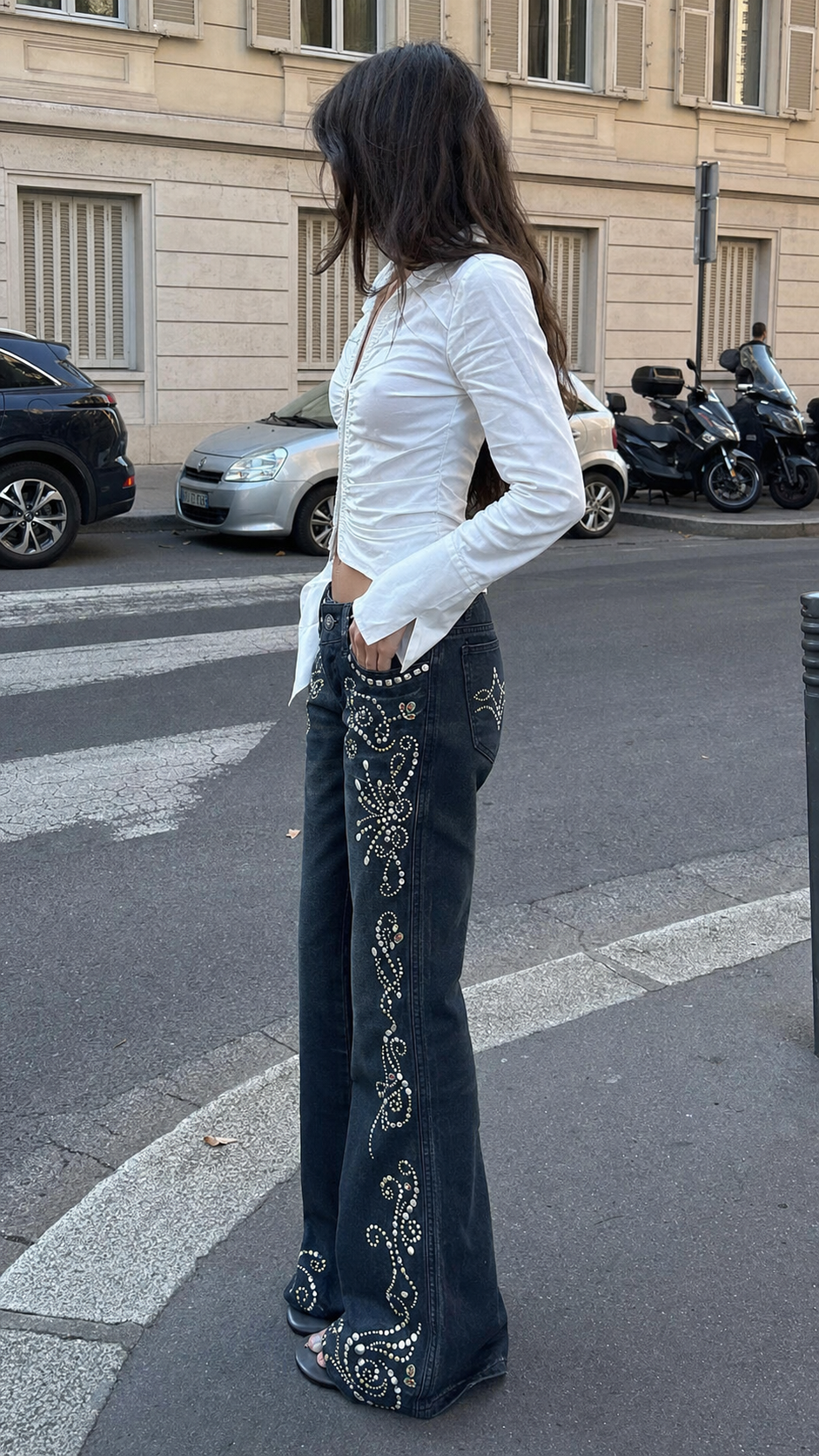 Rhinestone Flare Jeans showcase 4