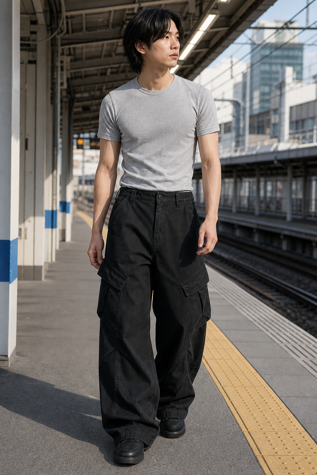 Classic Wide-Leg Straight Workwear Pants showcase 4