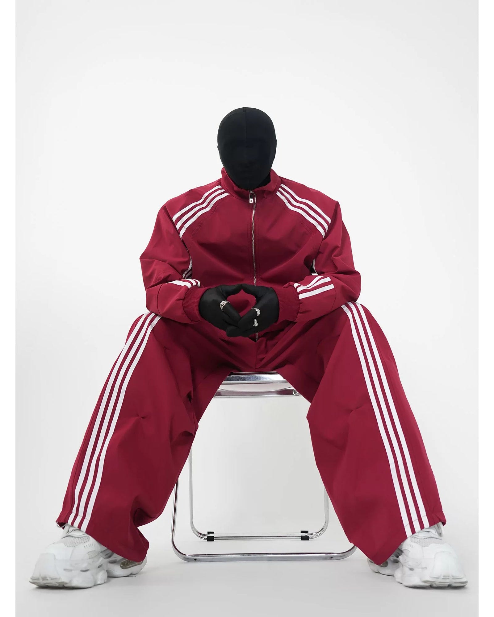 Crimson Velocity Triple‑Stripe Track Jacket and Pants Setup showcase 4