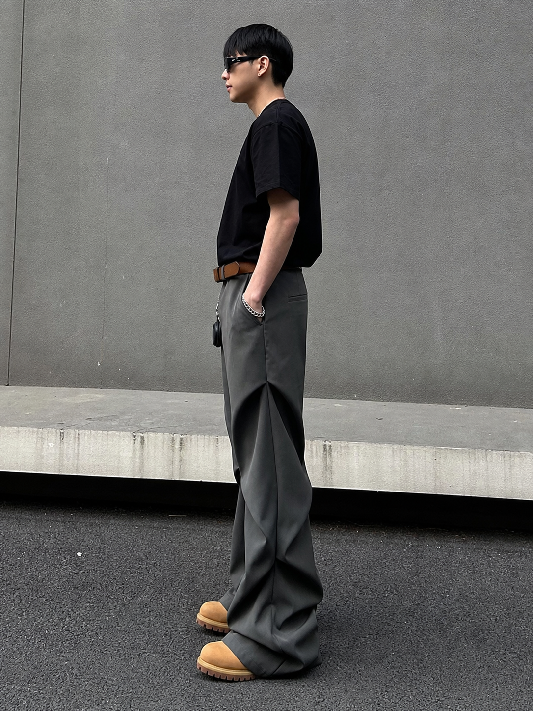 Graphite Drape Wide Trousers showcase 4