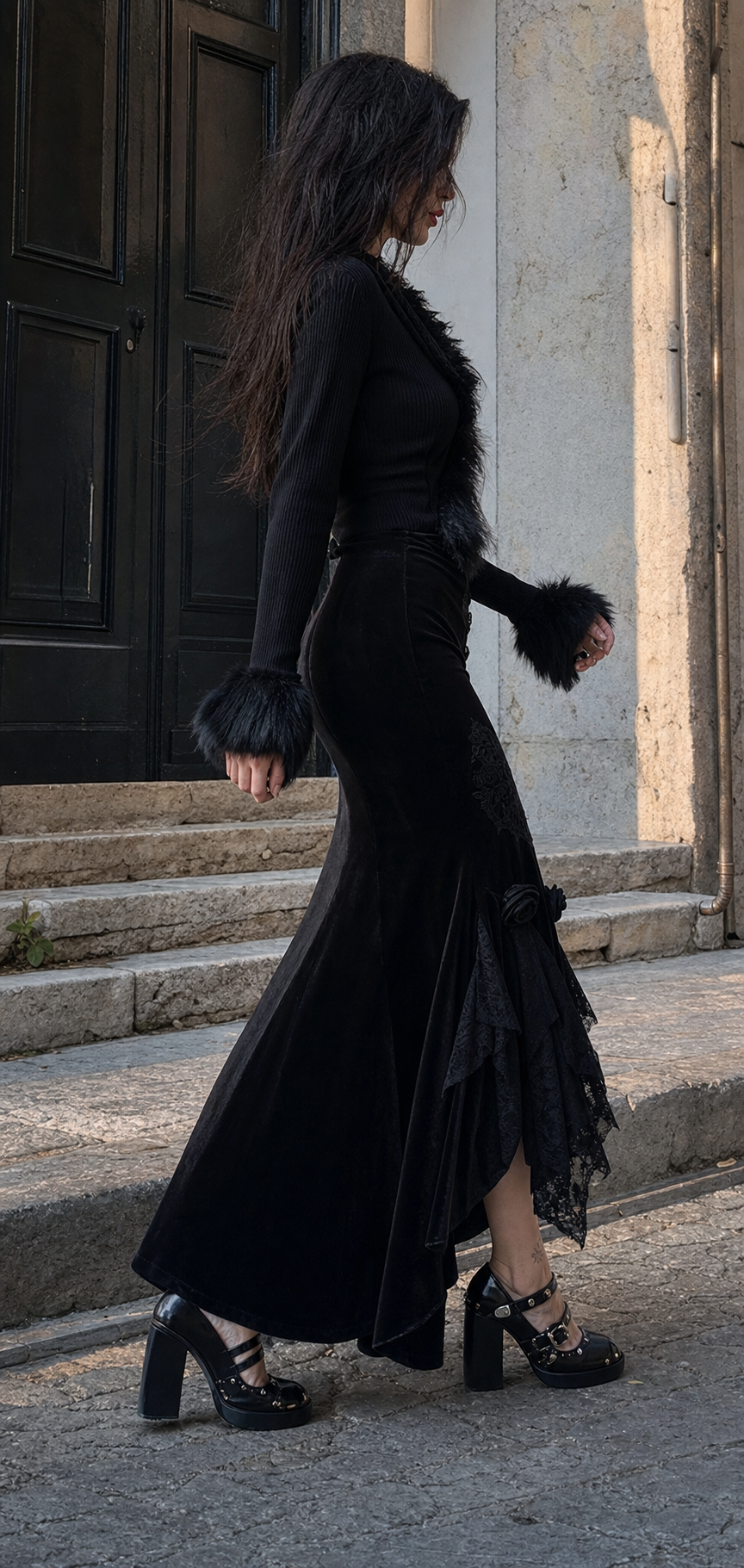 Ladyghost Gothic Velvet Maxi Dress showcase 4