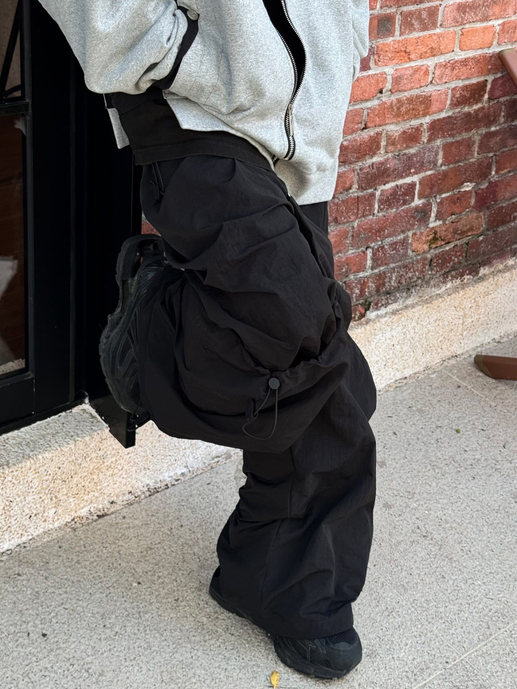 Drawstring Wide Leg Technical Pants