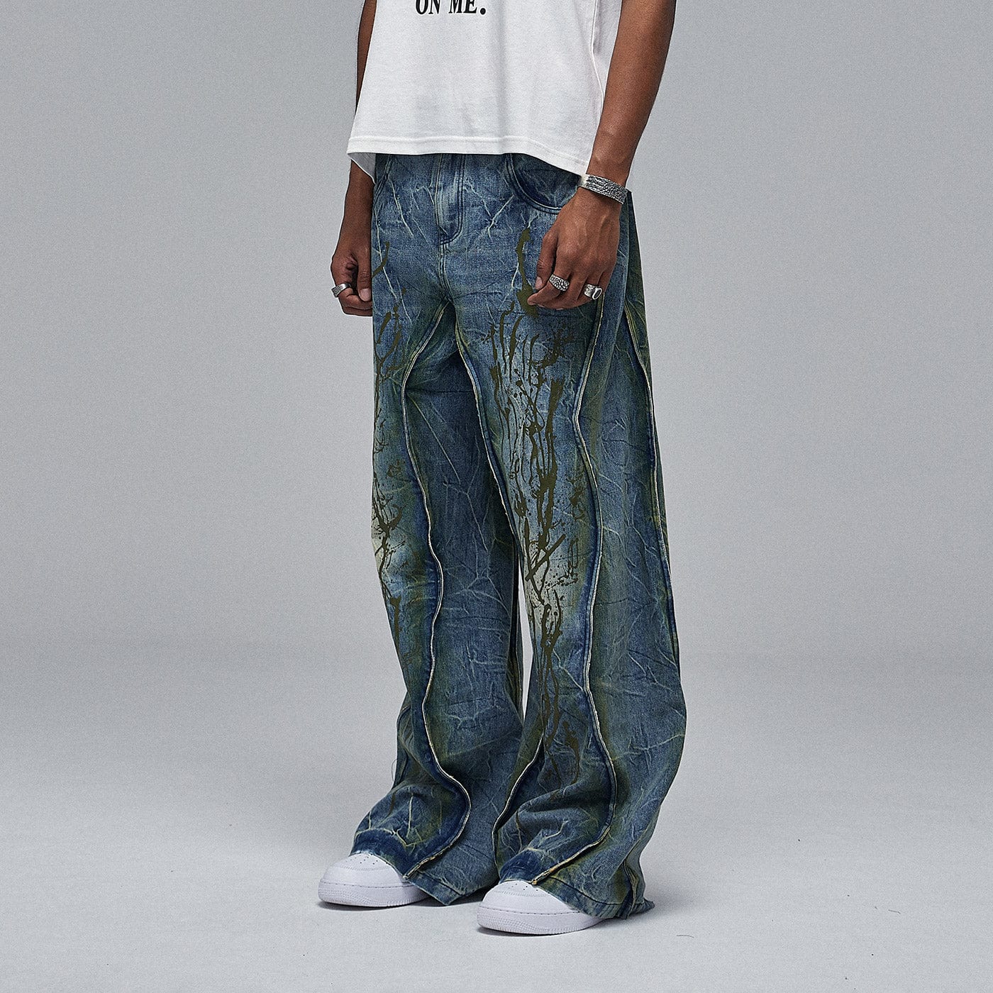 Acid Wash Flare Jeans