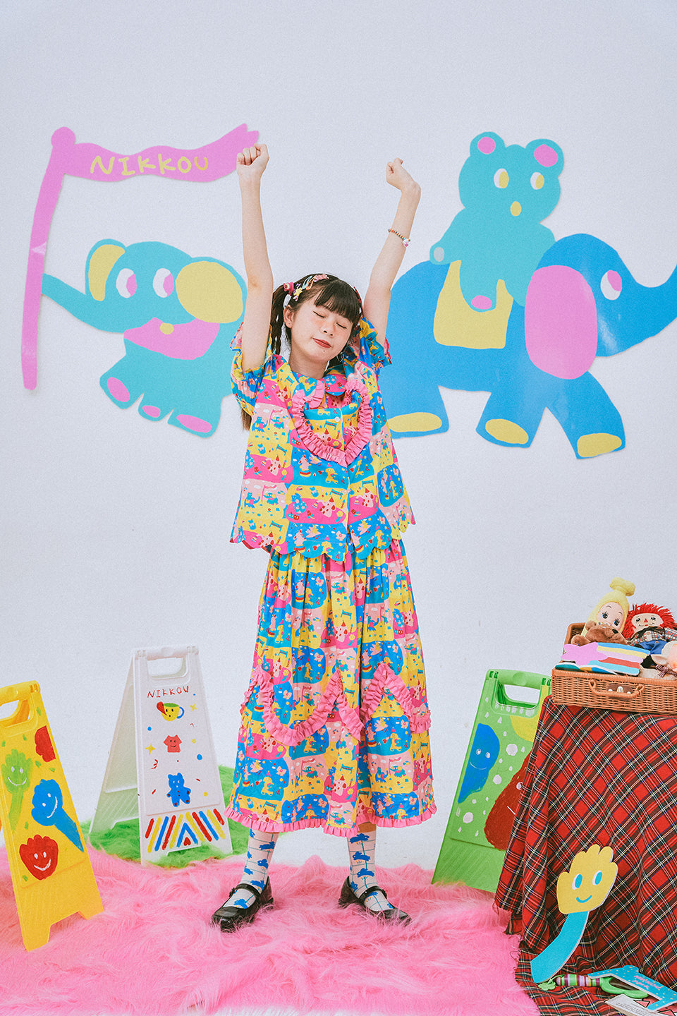 Colorful Cute Ruffle Midi Skirt