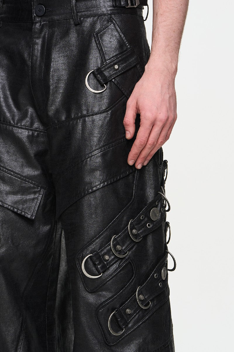 Moto Cargo Pants with Heavy Metal Trim - chiclara