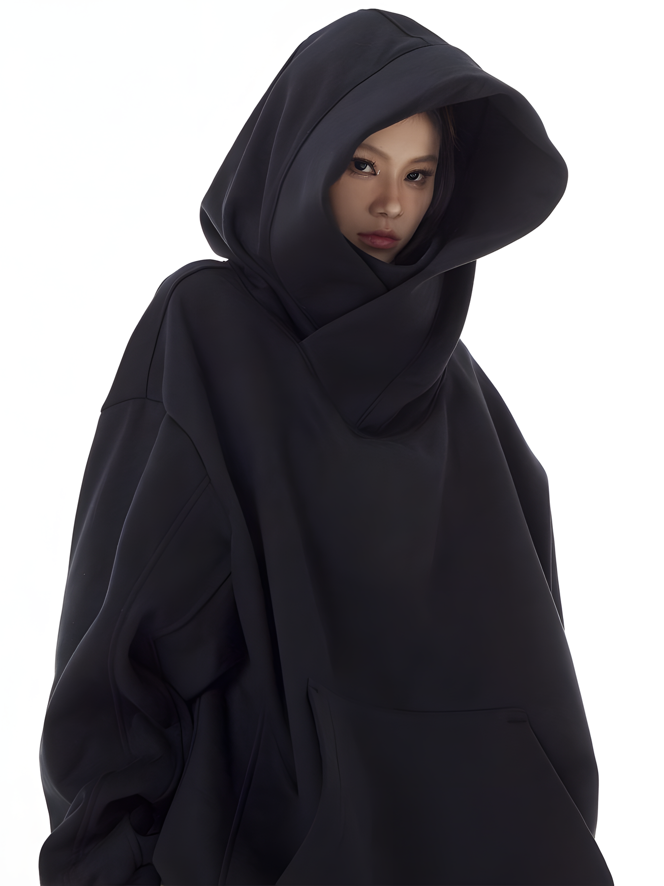 Loose Fit High Neck Hooded Pullover
