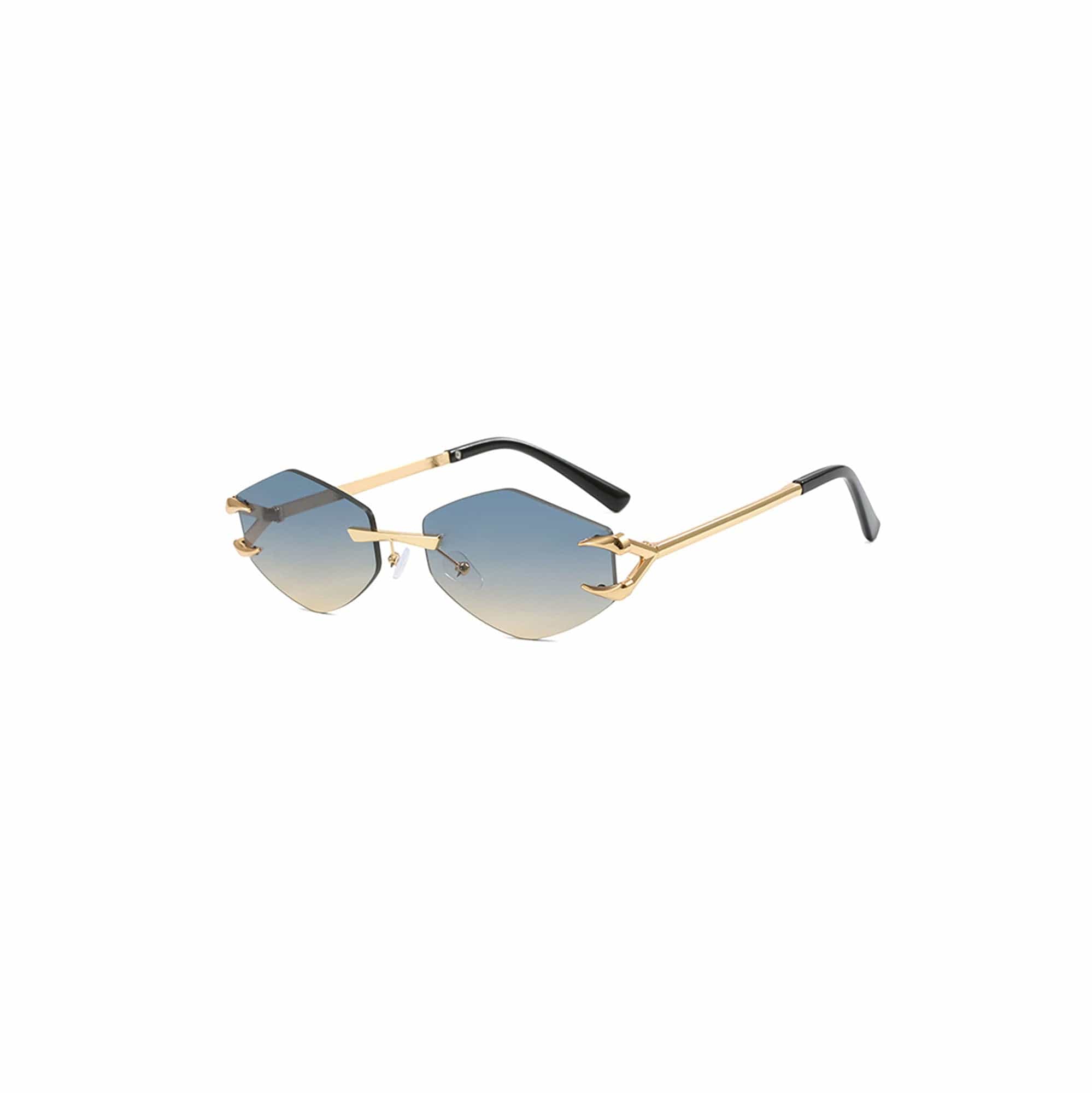 Claw-Temple Rimless Hexagon Sunglasses - view 3