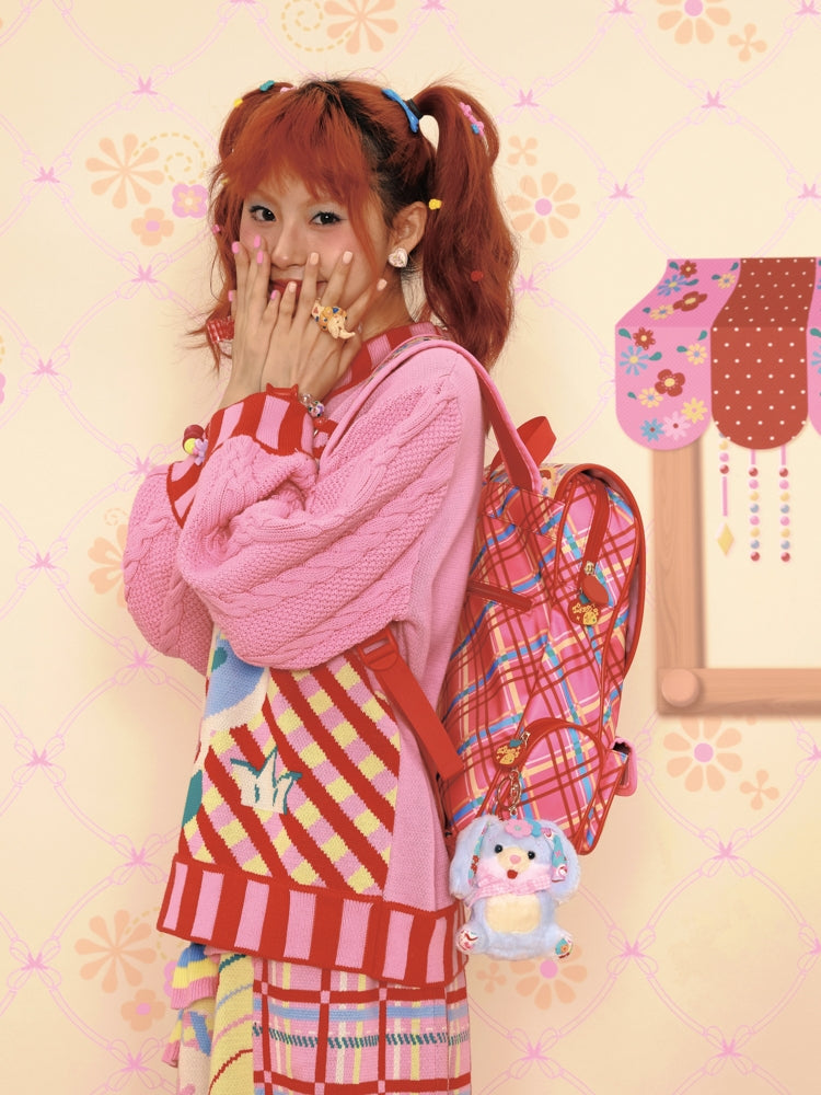 Sweet Plaid School Backpack Bag