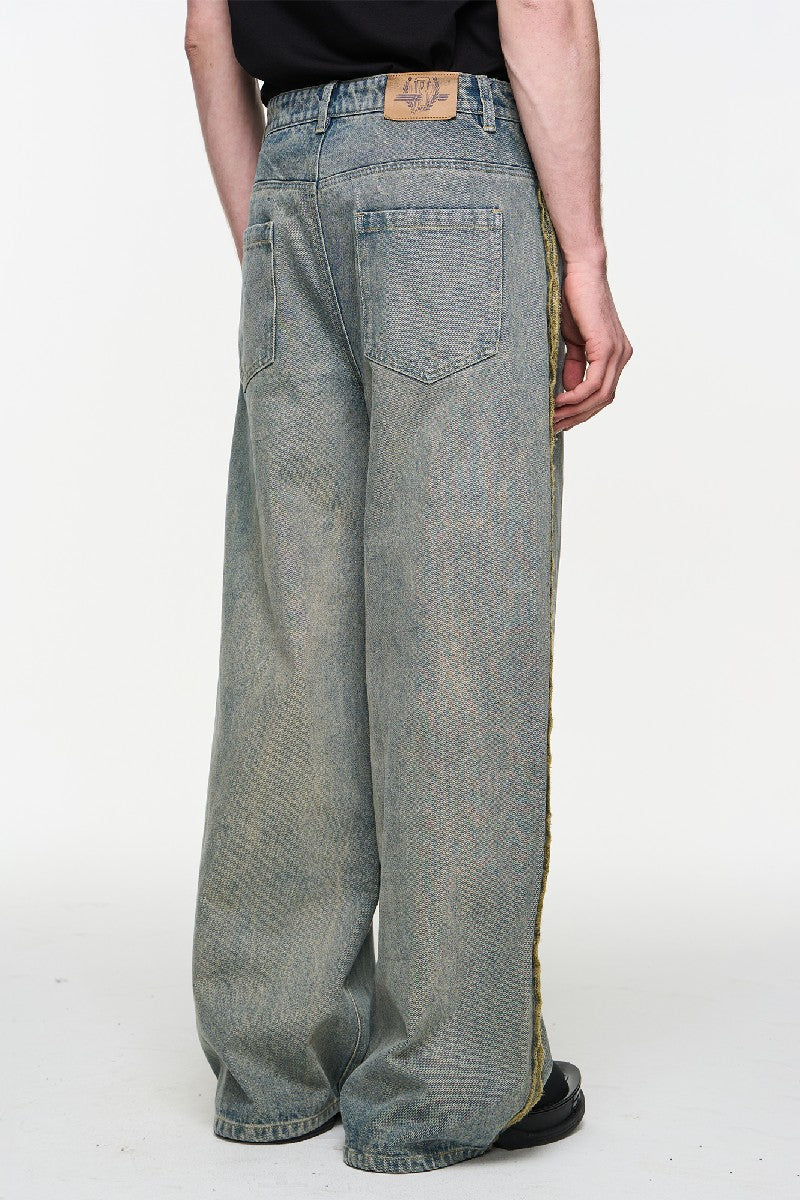 Reverse Seam Washed Vintage Jeans - chiclara