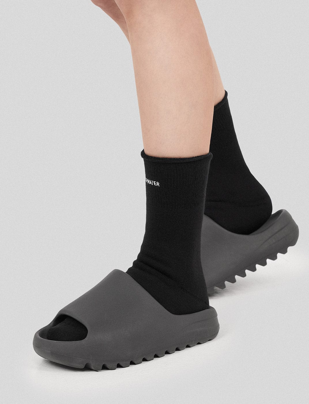 Black Underwater Embroidered Logo Socks