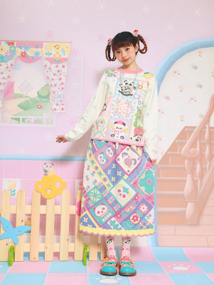Playful Panda Winter Knit Sweater