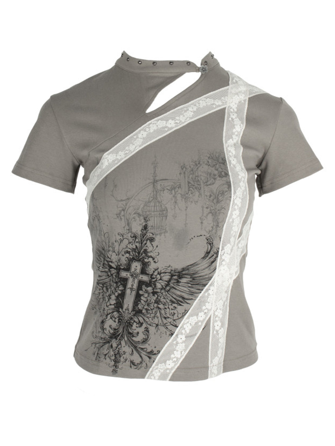 Cross Wing Cheongsam Collar Tee
