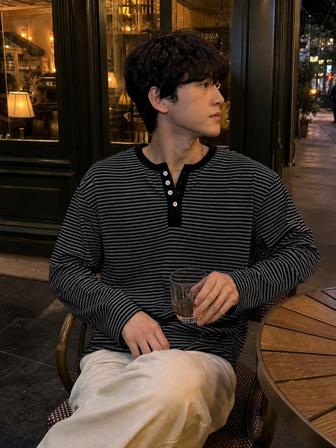 Stripe Henley Lounge Tee showcase 5