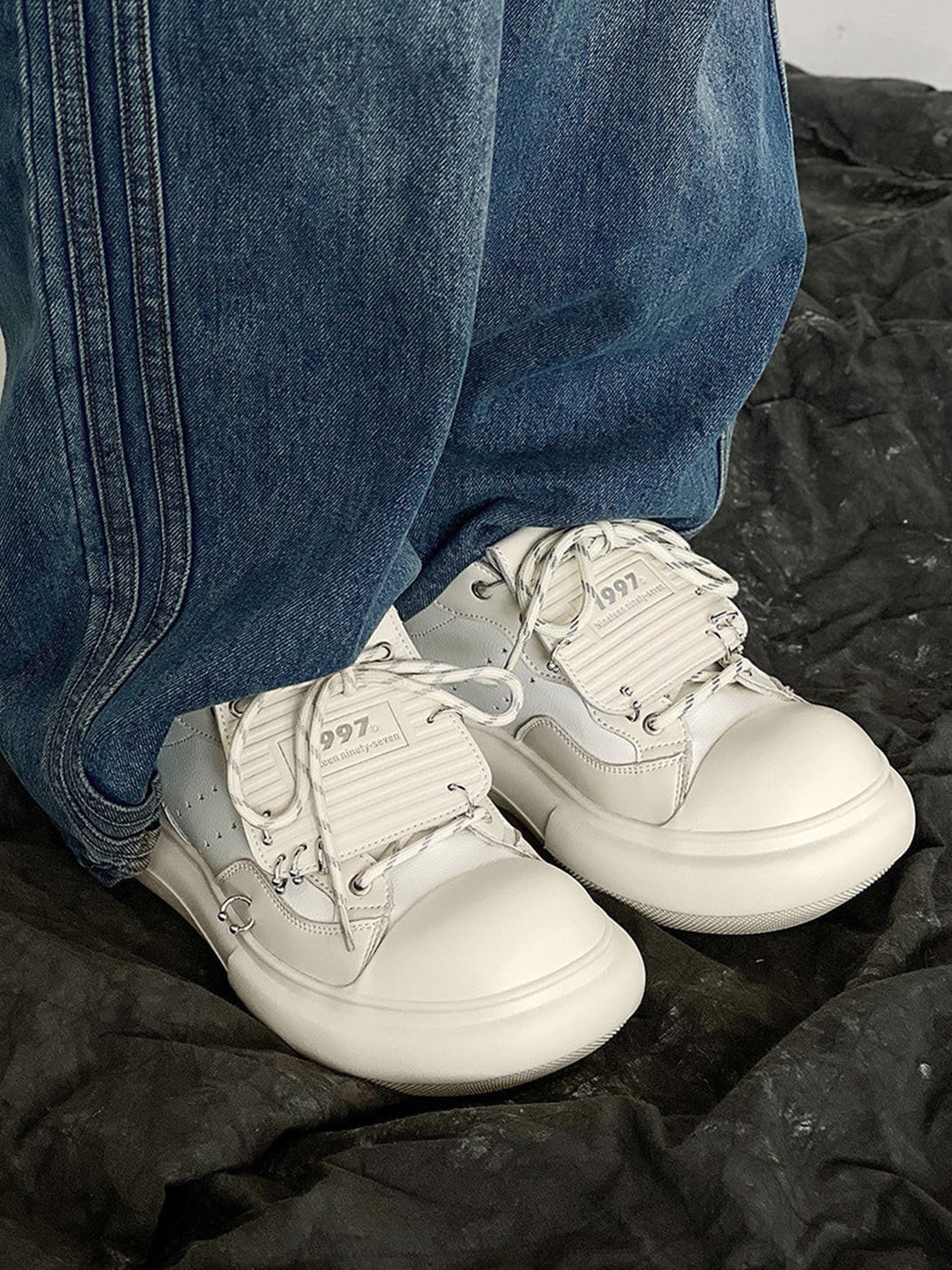 Metal Stud Punk Oversized Round Toe Chunky Platform Shoes image 5