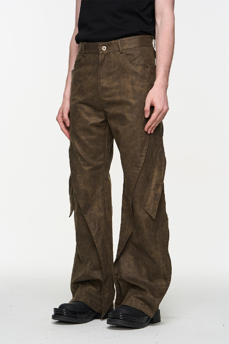 Twisted Zip Deform Cargo Straight Loose Pants - chiclara