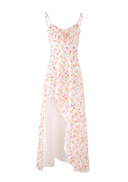 Diagonal Split Hem Floral Maxi Dress