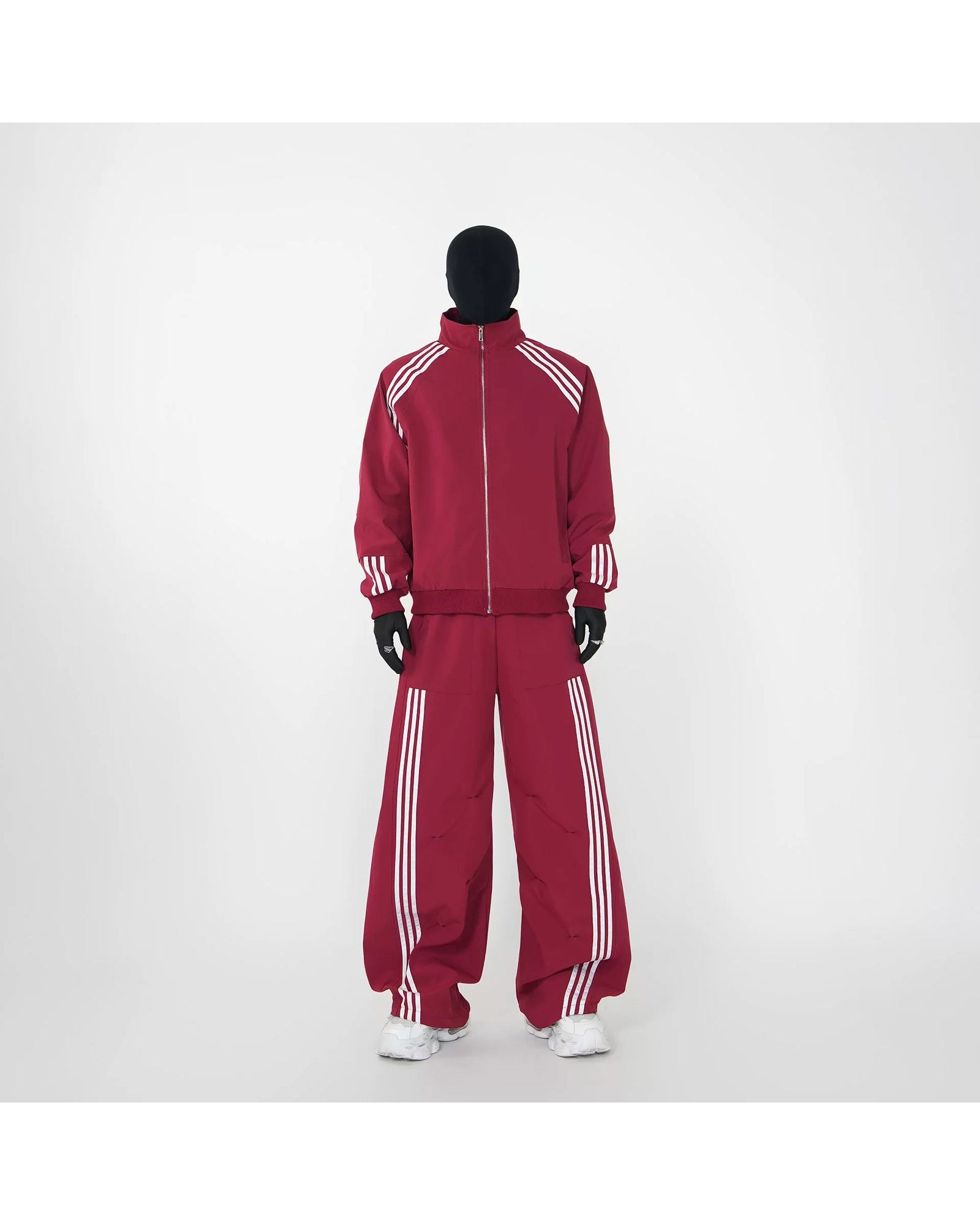 Crimson Velocity Triple‑Stripe Track Jacket and Pants Setup showcase 5