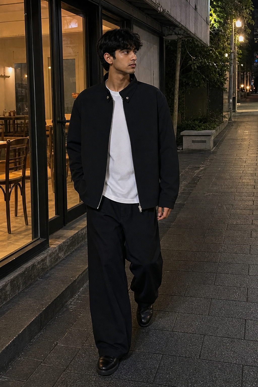 Obsidian Minimal Stand‑Collar Zip Jacket showcase 5