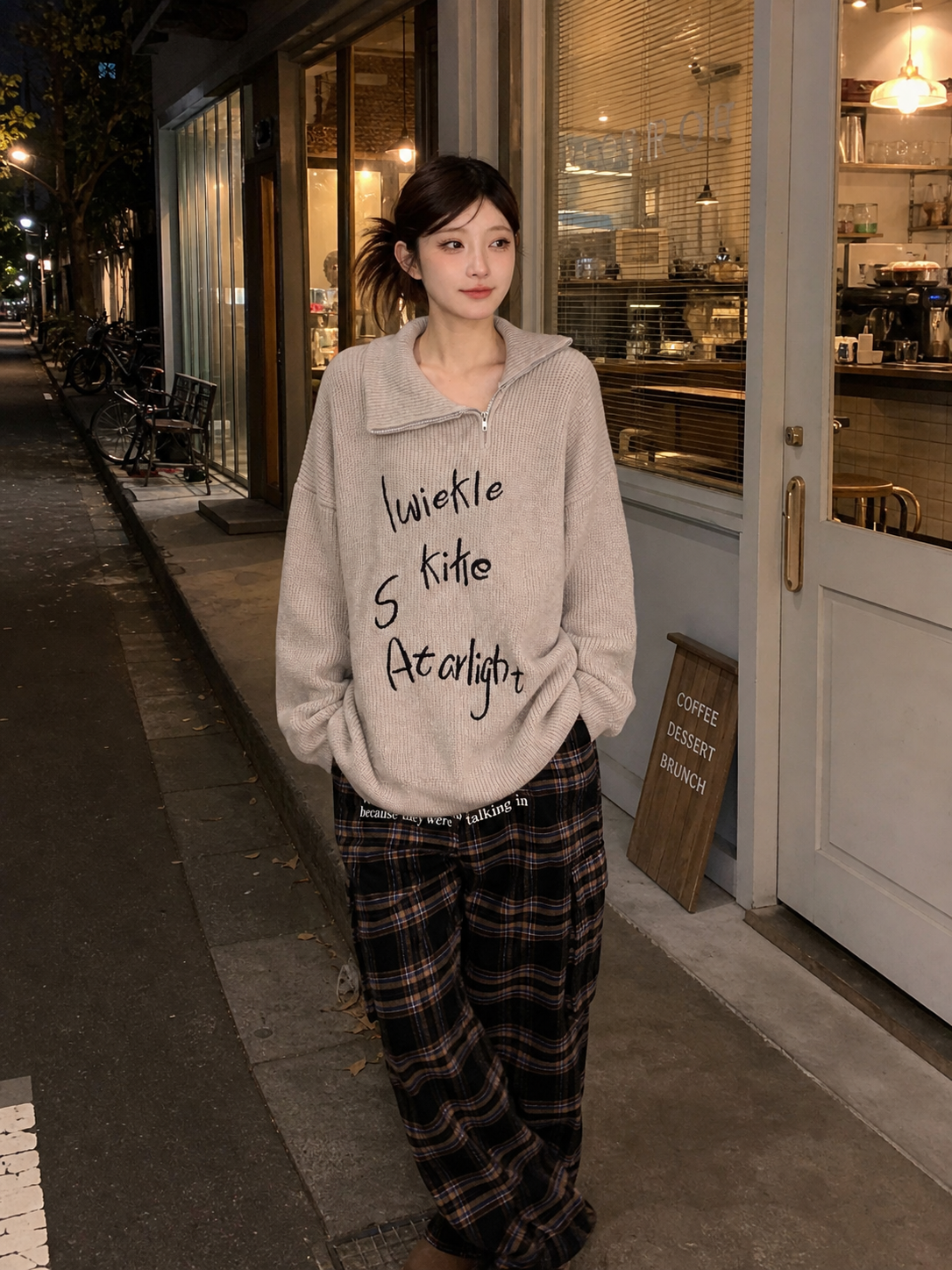 Retro turndown collar half-zip sweater showcase 5