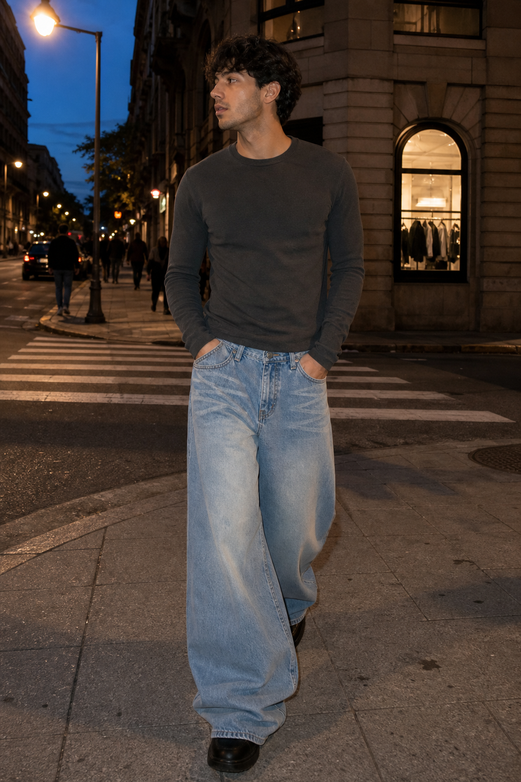 Oversized Vintage Wash Wide-Leg Jeans showcase 5