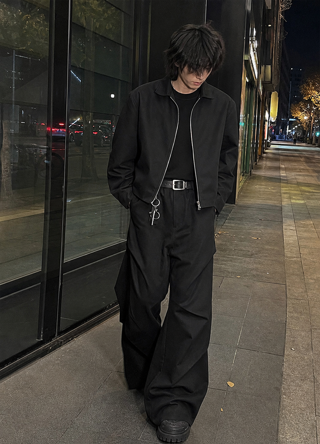 Black Avant-Garde Wide-Leg Utility Pants showcase 5