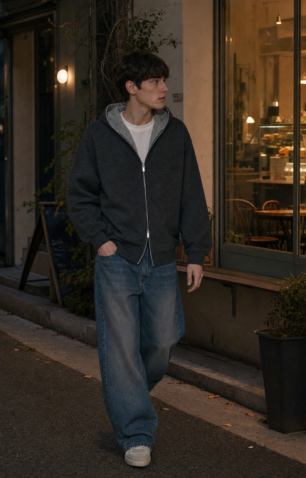 Dual-Tone Varsity Zip Hoodie showcase 5