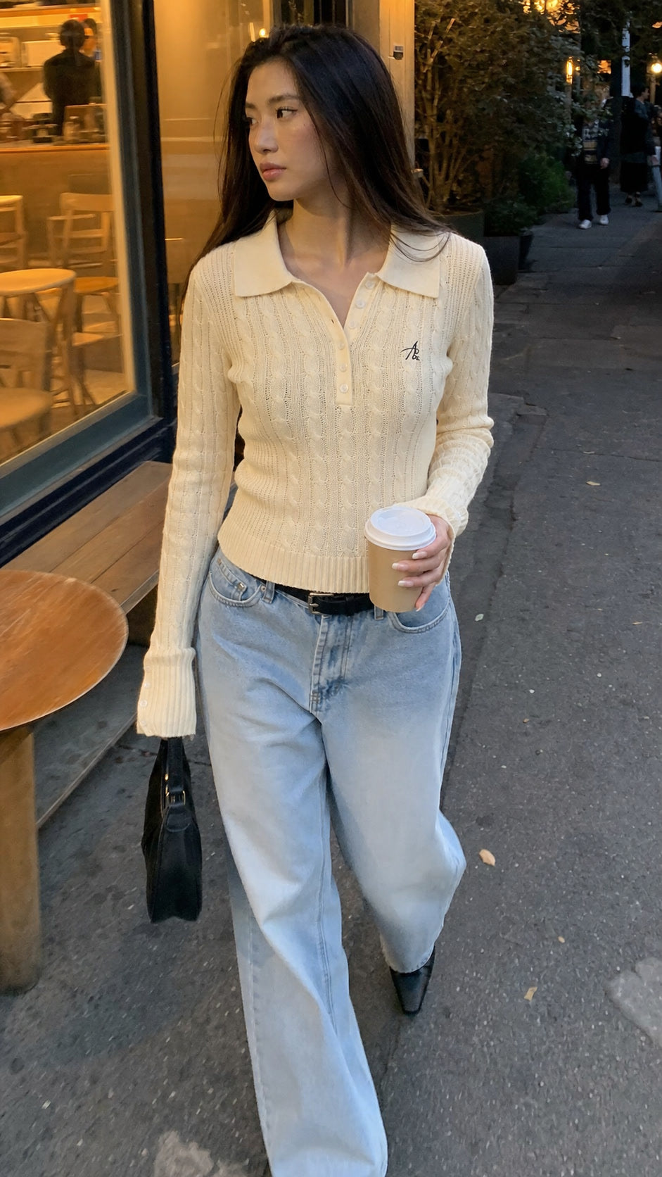 Half-Button Cable Knit Polo Sweater showcase 5