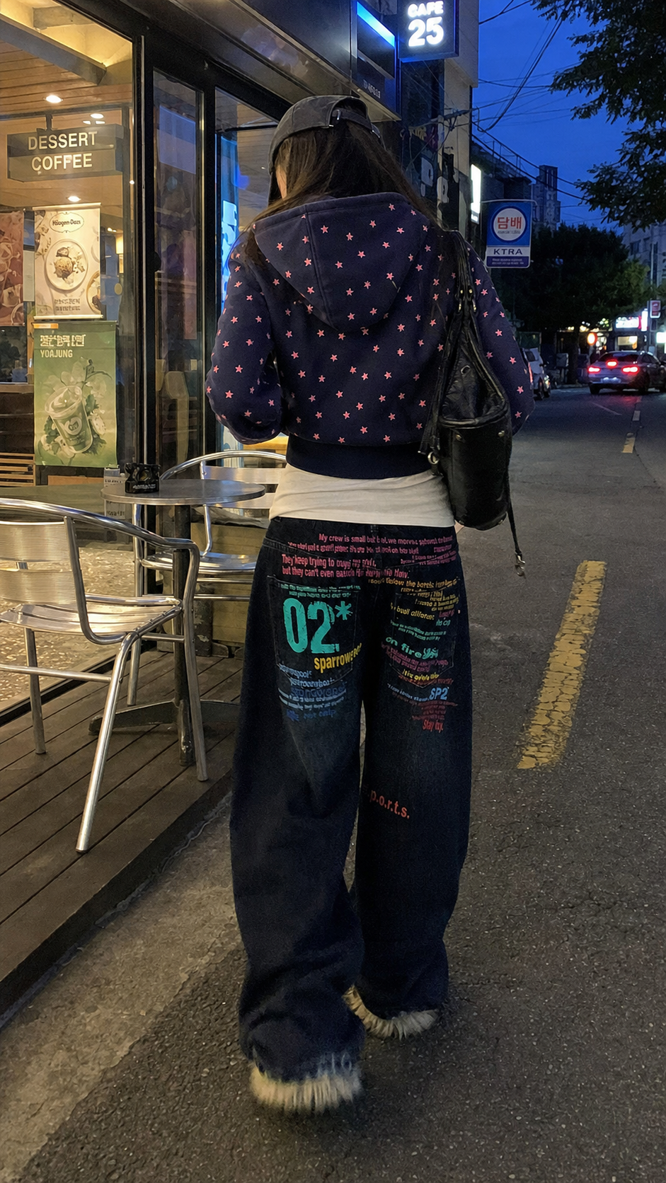Neon Cipher Graffiti Wide-Leg Jeans showcase 5