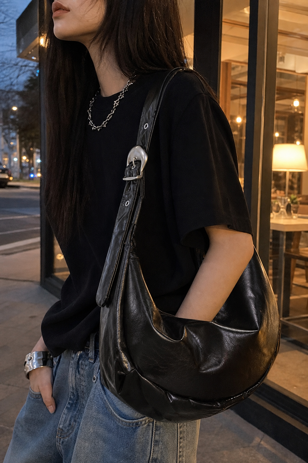 Onyx Buckle Crescent Sling showcase 5
