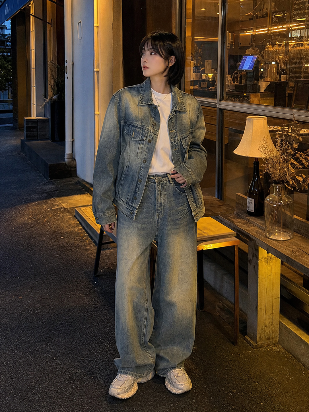 Distressed Vintage Wash Denim Set showcase 5