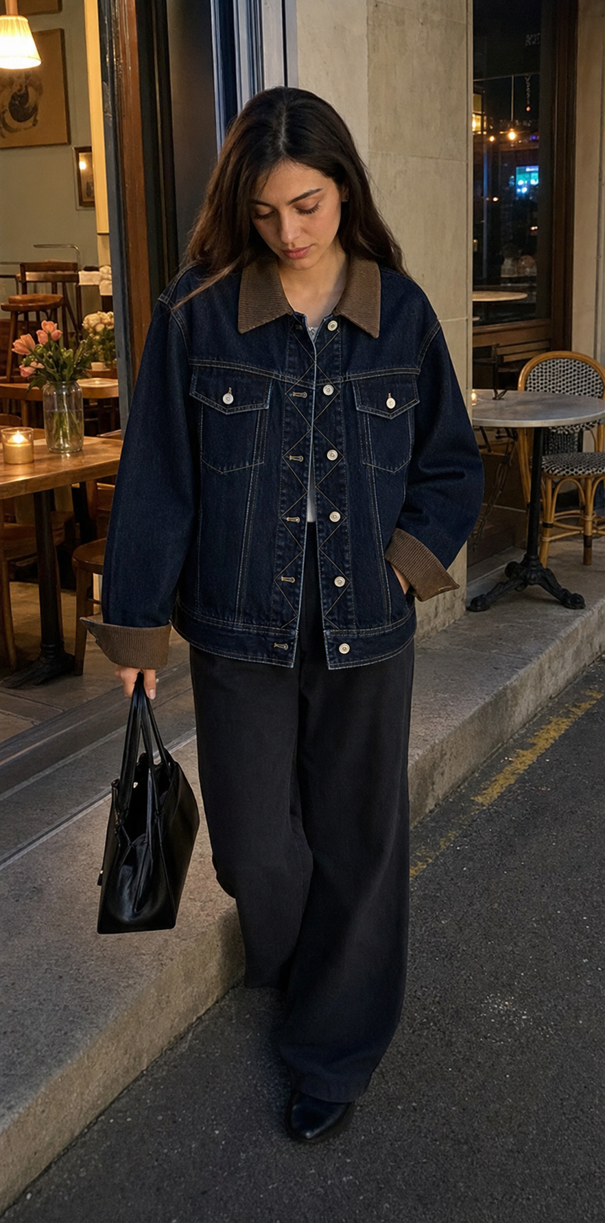 Autumn Denim Jacket, Loose Slimming Design With Patchwork showcase 5