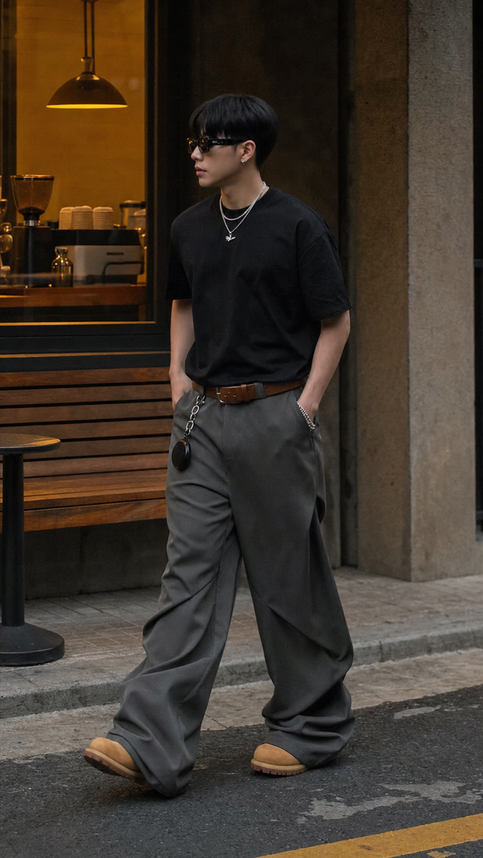 Graphite Drape Wide Trousers showcase 5
